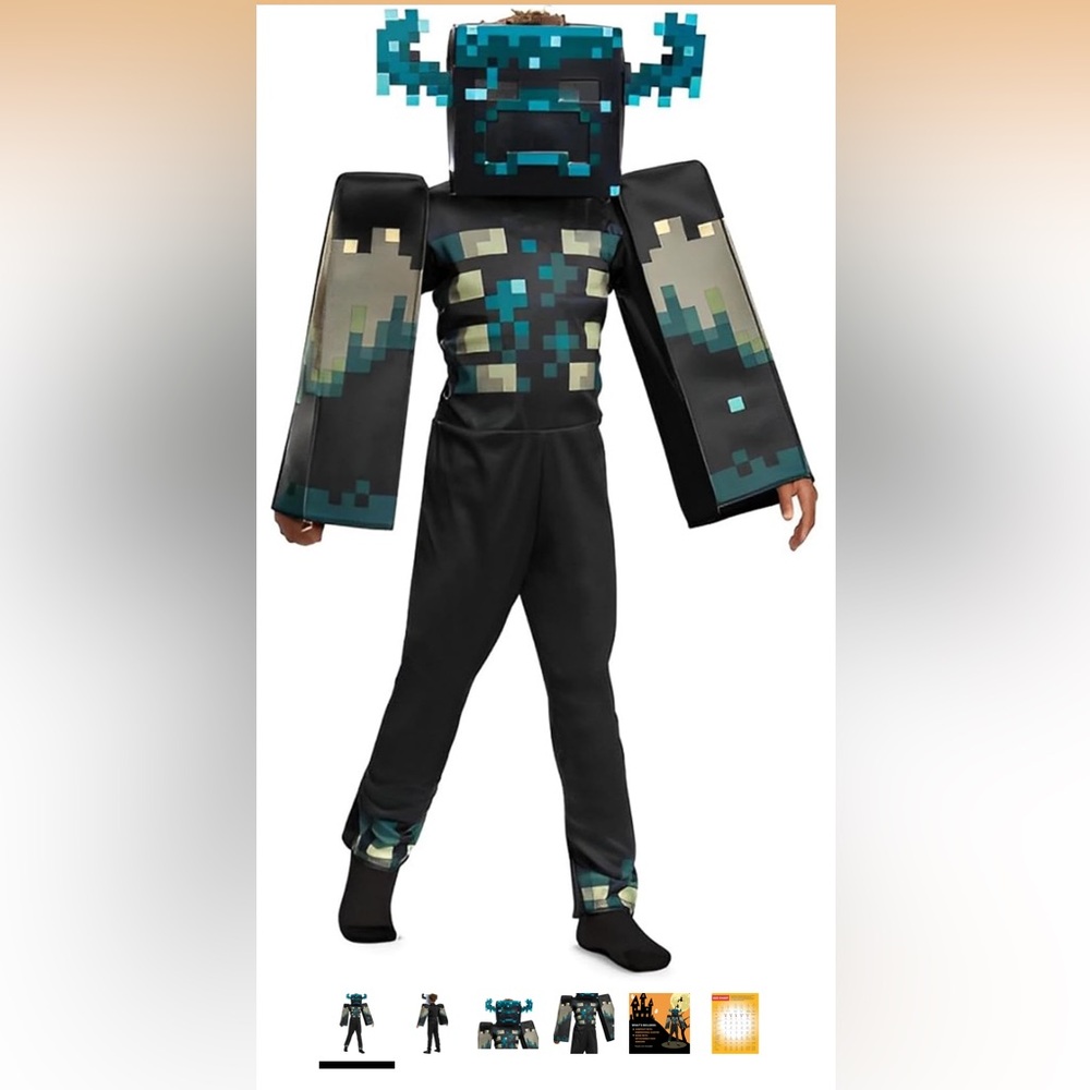 Kids Minecraft Warden costume (7-8) with mask